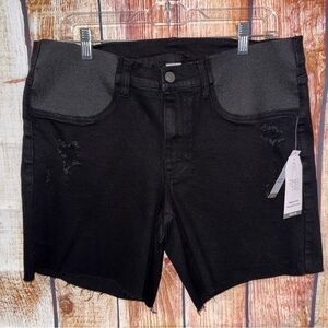🆕NWT Time and Tru Maternity Women's Black Jean Bermuda Shorts size Large 12-14